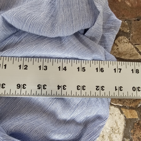 Lulus Yacht Rock Blue Striped Off Shoulder Ruffle Dress Midi Size Small - Picture 10 of 12